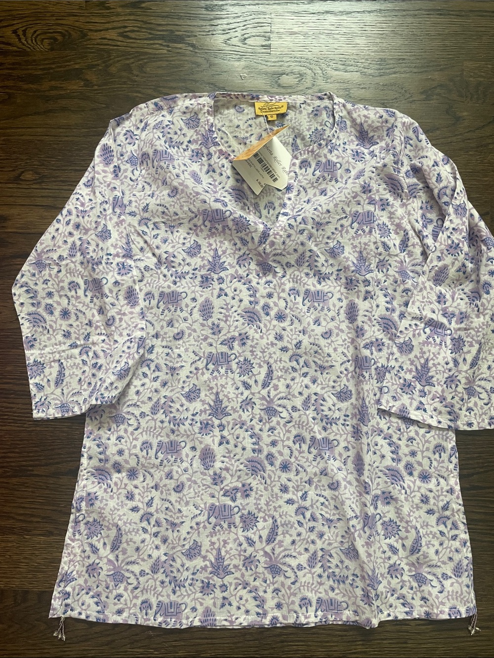 Roberta Roller Rabbit Lavender Elephant Print Tunic - NWT